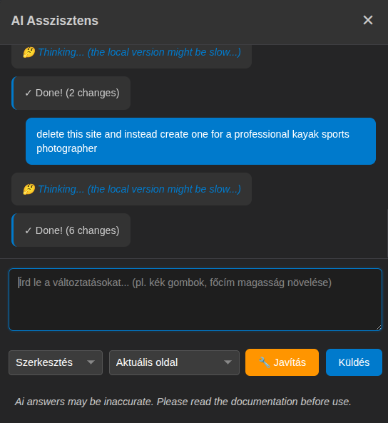 AI asszisztens portfólió szövegek írásához